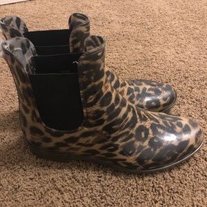 Jcrew Leopard Ankle Rainboots
